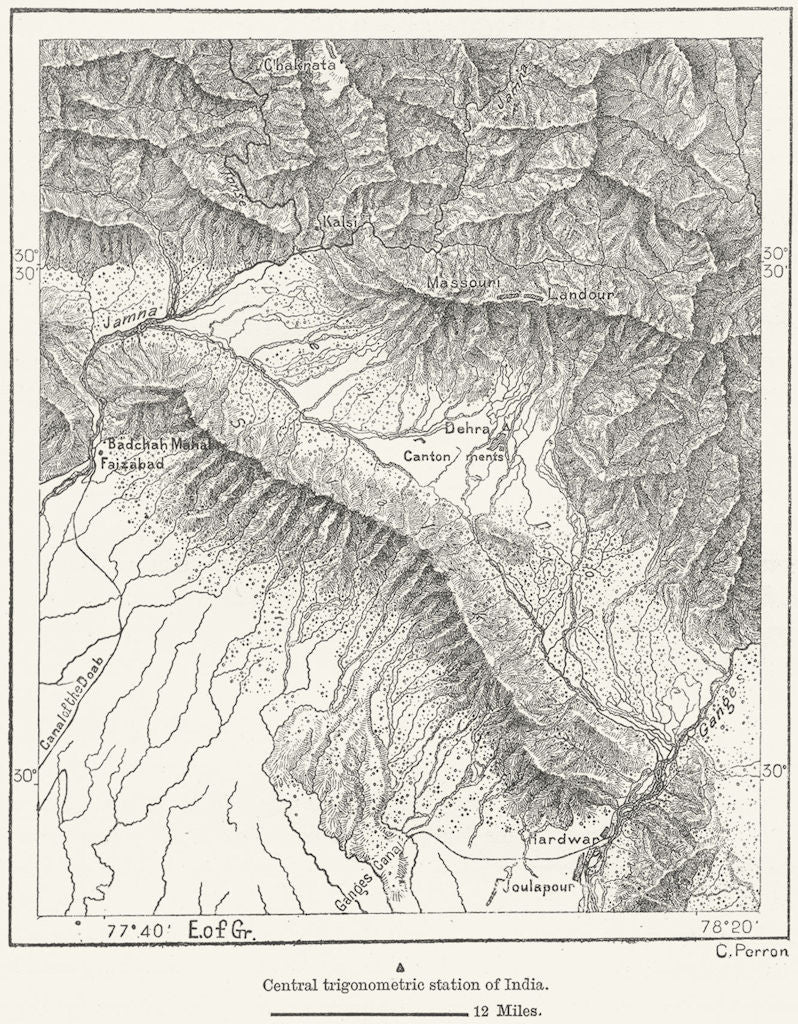 SHIMLA. Dehra-Dun, Sivalik, gates Ganges Jamna c1885 old antique map chart